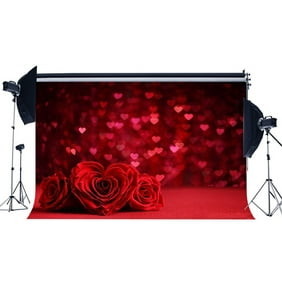 BINQOO 7x5ft Happy Valentines Day Champagne Bottles Backdrops Red Rose Valentine Eve Celebration Background for Photography Banner